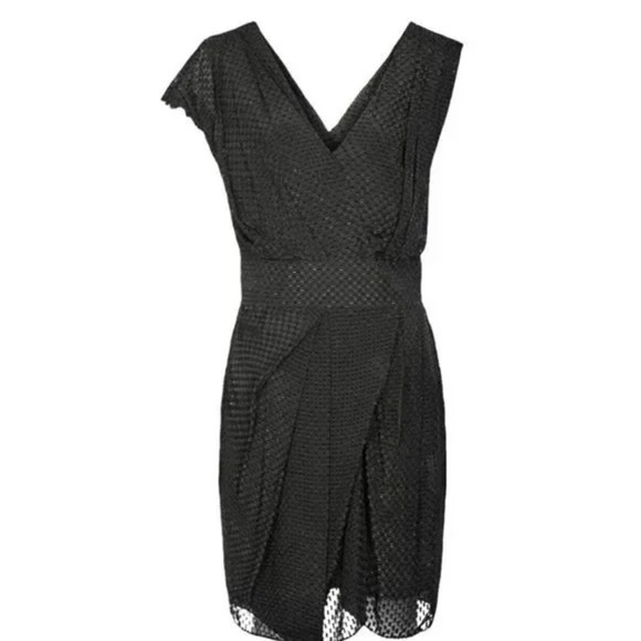 REISS Leonora Silk Textured Draped V Neck Textured Sleeveless Mini dress NEW - Picture 7 of 10